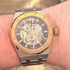 Gotham -Skeleton Swiss Automatic Movement, Skeleton Dial, Two toned